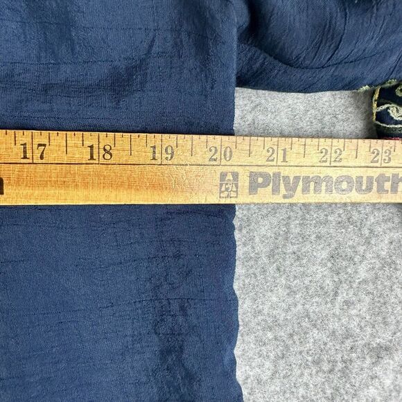 Olivia & Martin Woven Top Womens M Blue Embroidered Sleeves Boho Pullover Blouse - Picture 9 of 12